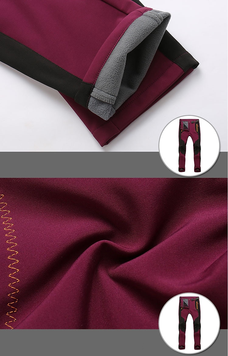 pantalones forrados de vellón para mujer pantalones impermeables para caminar pantalones pantalones softshell patchwork invierno al aire libre a prueba de viento cálidos y transpirables fondos ligeros verde militar naranja caza pesca acampar esquiar 2025 - $35.99 –P8