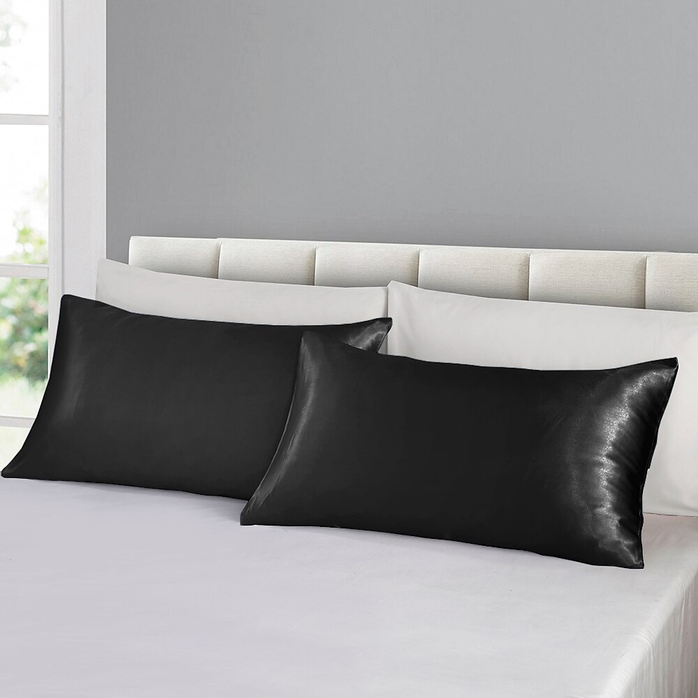 Set of 2 Pcs Silk Satin Pillowcase for Hair and Skin Slip, Pillow Cases for Standard/Queen/King Size - Satin Cooling Pillow Covers with Envelope Closure Suit 2025 - $13.99 –P8