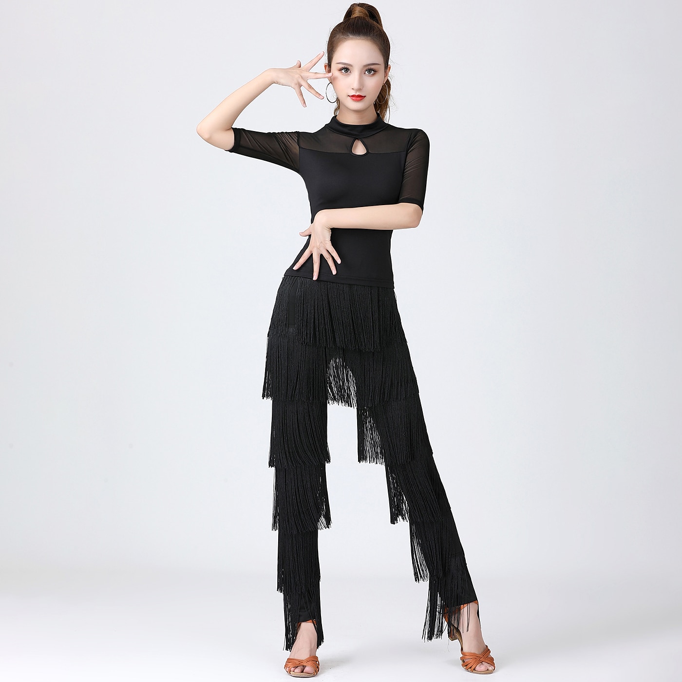 Latijnse dans Top Effen Gesplitst Dames Opleiding Prestatie Halve mouw Hoog Spandex 2025 - $15.99 –P4