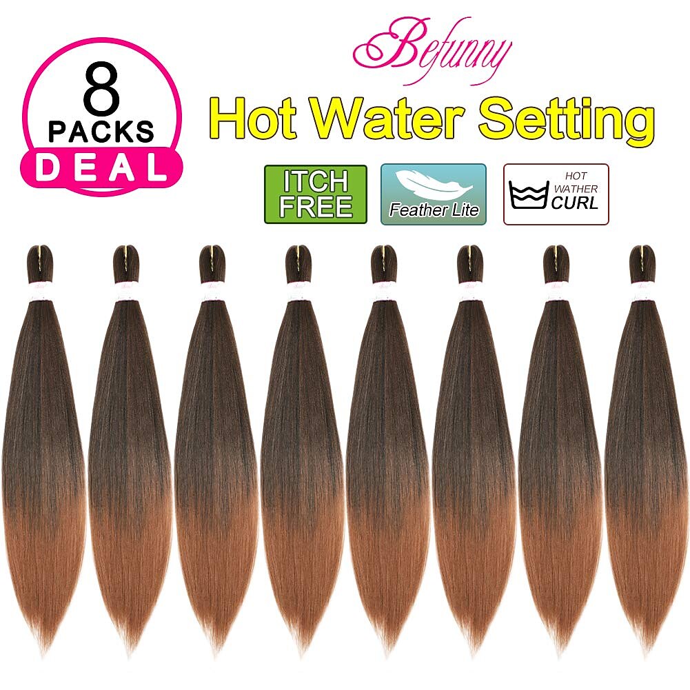 Pre Stretched Braiding Hair - 8packs 16 Inch Short Black Crochet Human Hair  For Braids Or Twist