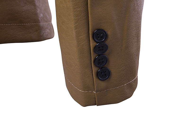 Men's Jacket Faux Leather Jacket Blazer Wedding Business Thermal Warm Rain Waterproof Pocket Fall Solid Color Business Elegant Turndown Regular Faux Leather Regular Fit Black White Red Khaki Jacket 2025 - $66.99 –P16