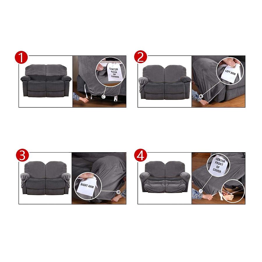 Sectional Recliner Covers Slipcover 1 Set of 6 Pieces Microfiber Stretch High Elastic Burgundy Red High Quality Velvet Sofa Cover Sofa Slipcover for 2 Seats Cushion Recliner Sofa 2025 - $75.99 –P2