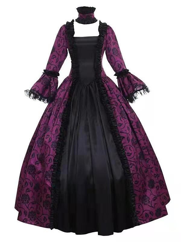 Rococó Vitoriano Vestido Coquetel Longo Comprimento Longo Vestidos Festa a Fantasia Ocasiões Especiais Tamanho Grande Manga Alargamento Princesa Quadrado Fantasia Mulheres Real Mascarilha Festas de 2026 por $189.99 –P4