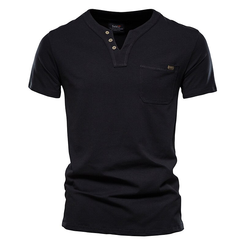 Men's T shirt Tee Plain V Neck Casual Holiday Short Sleeve Clothing Apparel Cotton Sports Fashion Lightweight Big and Tall 2023 - AED 102.98 –P4