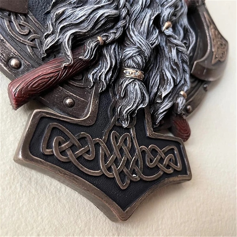Viking berserker double hache décoration murale plaque décoration de maison décoration de jardin résine décoration de la maison artisanat de 2025 ? $43.99 –P4