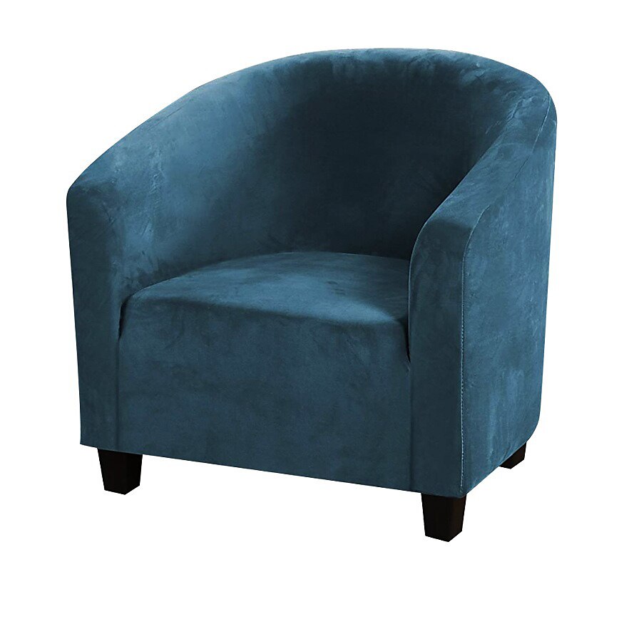 2Pieces Stretch Velvet Chair Covers Universal Soft Cushion Decor Lake Blue 