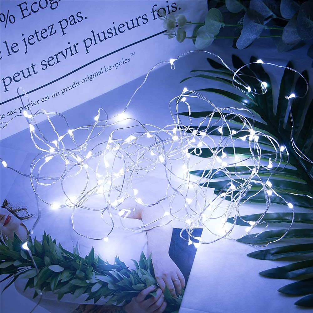 Confezione da 100 luci natalizie fata a batteria 7 piedi 20 led impermeabili mini luci stringa lucciole con filo d'argento flessibile per centrotavola matrimonio barattolo di vetro mestiere ghirlande del 2025 a $12.99 –P3