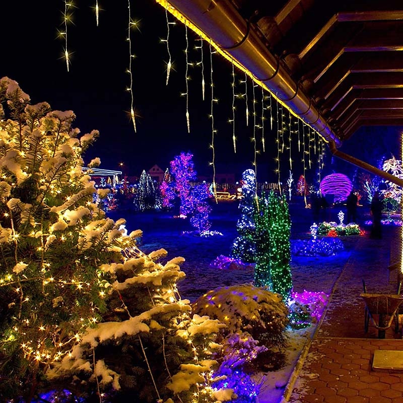 3,5 m 5 m karácsonyi füzér függöny lámpák 96 leds 216 ledes jégcsap függöny lámpák 220 V tündérfüzér fények karácsonyi újév kerti bevásárlóközpont beltéri kültéri dekoráció eu csatlakozó 2025 - $33.99 –P6