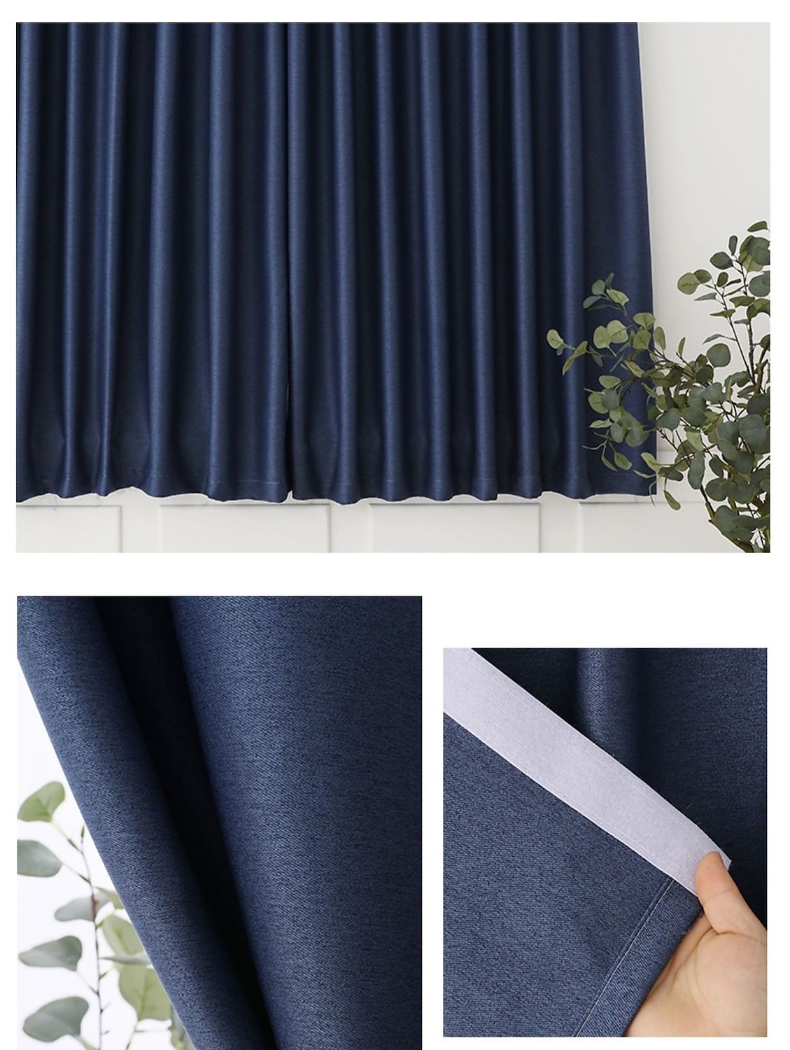 Punch Free Velcro Blackout Curtain for Living Room Bedroom Window
