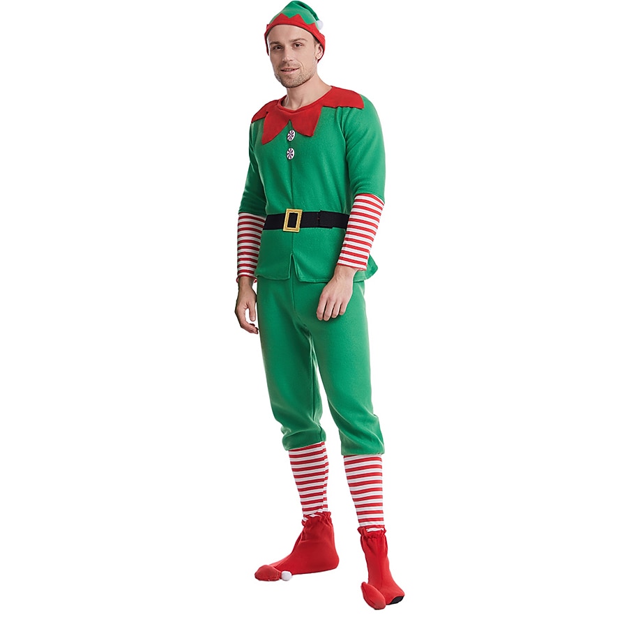 jultomten Alf Klänningar Kläder Semester klänning Alvdräkt Herr Pojkar Jul Karnival Maskerad Maskerad Cosplay kostym Jul Vuxna Fest Jul Semester Topp Byxor Skärp Strumpor Hatt 2025 - $53.99 –P20