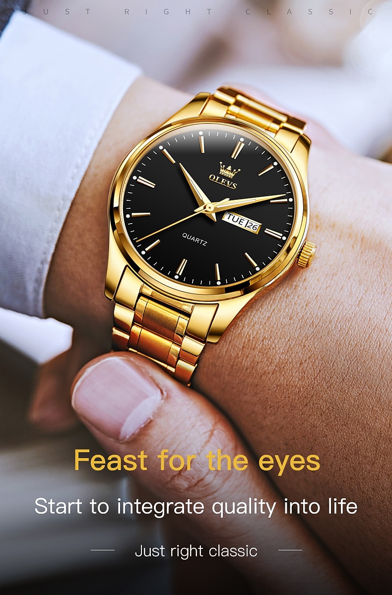 OLEVS Men Quartz Watch Calendar Minimalist Luxury Large Dial Luminous Calendar Date Week Waterproof Stainless Steel Strap Watch 2026 - $37.99 –P7