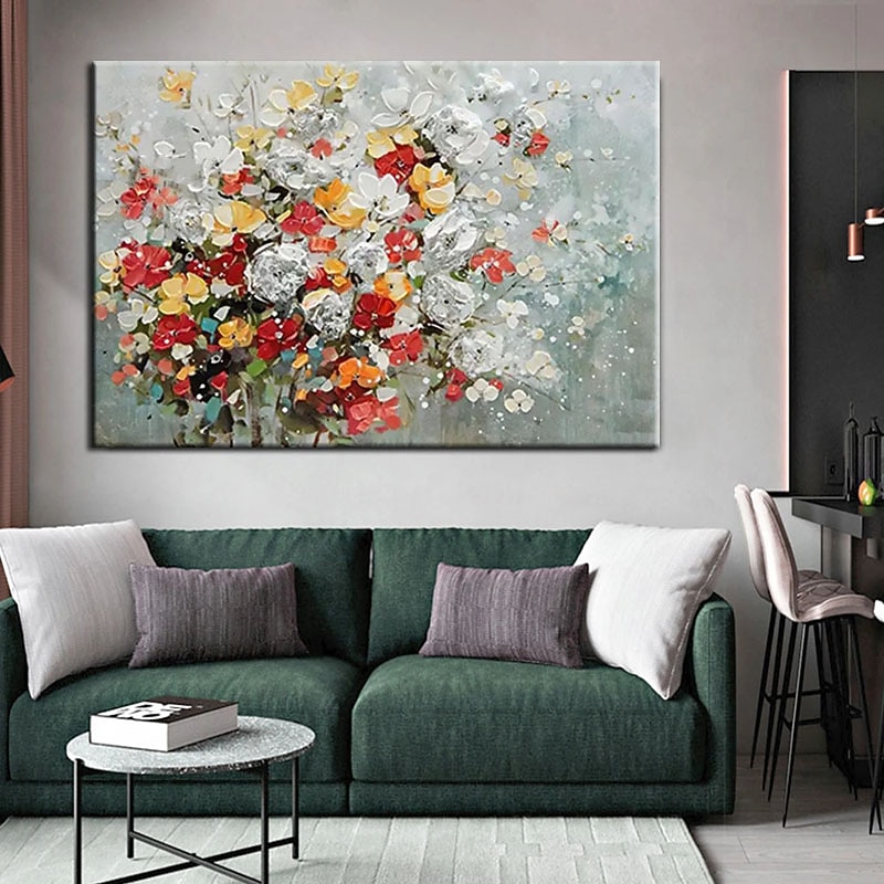 pictură în ulei realizată manual pictată manual artă de perete mari dimensiuni abstracte flori simple decor decor pânză rulată fără cadru neîntins 2025 - $147.99 –P4
