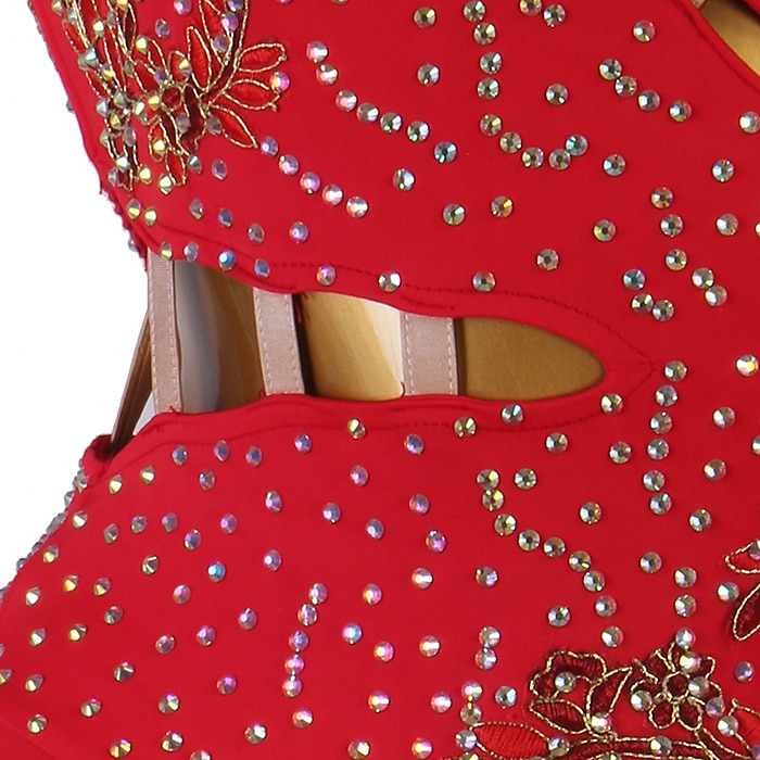 Vestito da pattinaggio artistico Per donna Da ragazza Pattinaggio sul ghiaccio Vestiti Completi Bianco Blu marino scuro Rosso Floreale Scollatura posteriore Retato Elastene Elevata elasticità del 2026 a $118.99 –P14