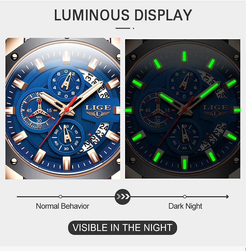 LIGE Mens Watch Quartz Watches for Men Steel Band Men's Analog Quartz Multifunctional Sports Wristwatch Men Date Business Casual Waterproof Quartz Watch 2025 - $39.99 –P7