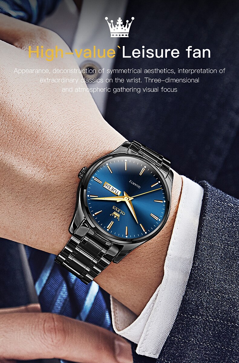 OLEVS Men Quartz Watch Calendar Minimalist Luxury Large Dial Luminous Calendar Date Week Waterproof Stainless Steel Strap Watch 2026 - $37.99 –P8