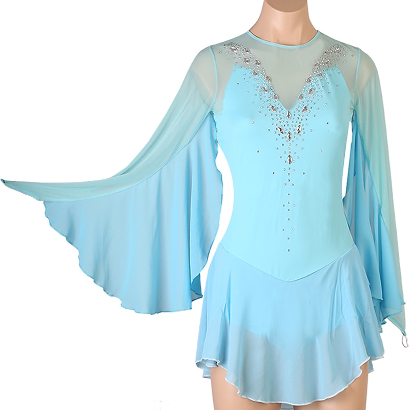Rochie de Patinaj Artistic Pentru femei Fete Πατινάζ στο πάγο Rochii Ținute Alb Bleumarin Albastru celest Peteci Plasă Spandex Înaltă Elasticitate Antrenament Profesional Competiție Ținută Patinaj 2025 - $112.99 –P17