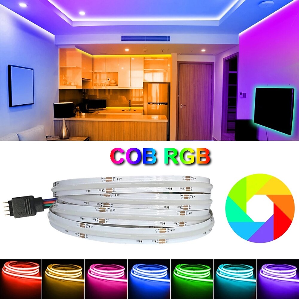 2025年 5v usb rgb cob ledライトストリップ1-3メートル変色ストリップライトテレビバックライトマルチカラーフレキシブルキャビネットボトムベルト音楽アプリコントローラー寝室キッチンホームdiy照明に適しています  コレクション – $21.99 –P9