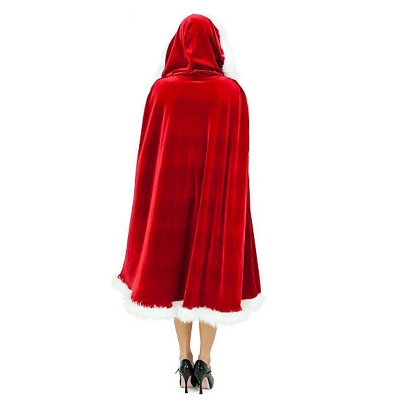 vánoční červený samet s kapucí pláštěnka sexy santa cosplay vánoční kostýmy ženy karnevalový večírek klubové oblečení zimní teplý župan kabát 2025 - $24.99 –P7