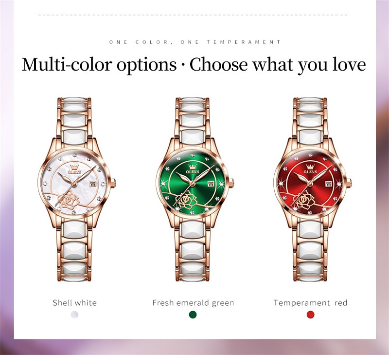 OLEVS Women's Wrist Watche Mechanical Watch for Women Analog Automatic self-winding Stylish Fashion Waterproof Luminous Rhinestone Titanium Alloy Stainless Steel 2025 - $71.99 –P4