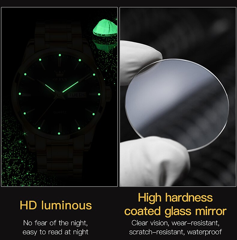 OLEVS Men Quartz Watch Calendar Minimalist Luxury Large Dial Luminous Calendar Date Week Waterproof Stainless Steel Strap Watch 2026 - $37.99 –P3