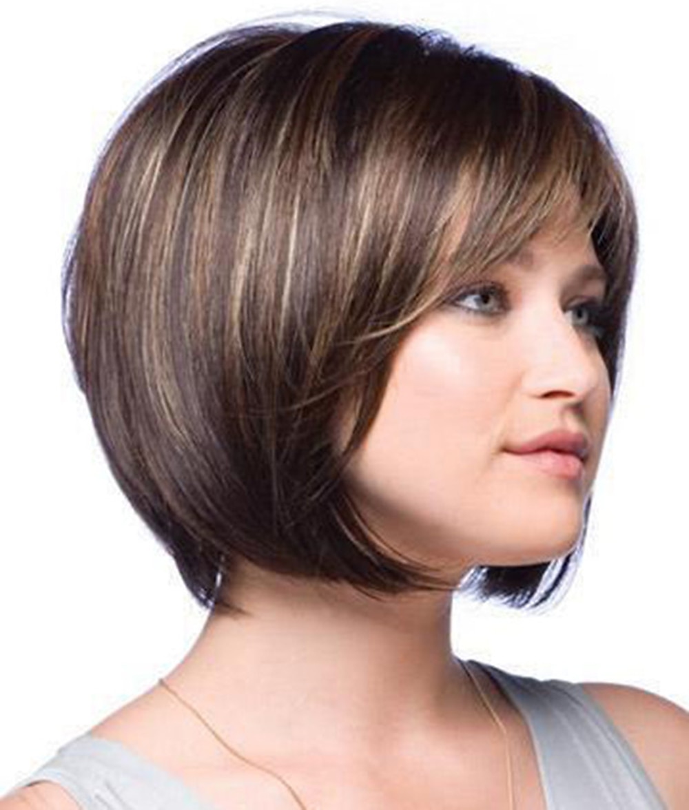 Brown Wigs for Women Synthetic Wig Straight Straight Bob with Bangs Wig Short Brown Synthetic Hair Women's Highlighted / Balayage Hair Side Part Brown 2025 - $24.99 –P2