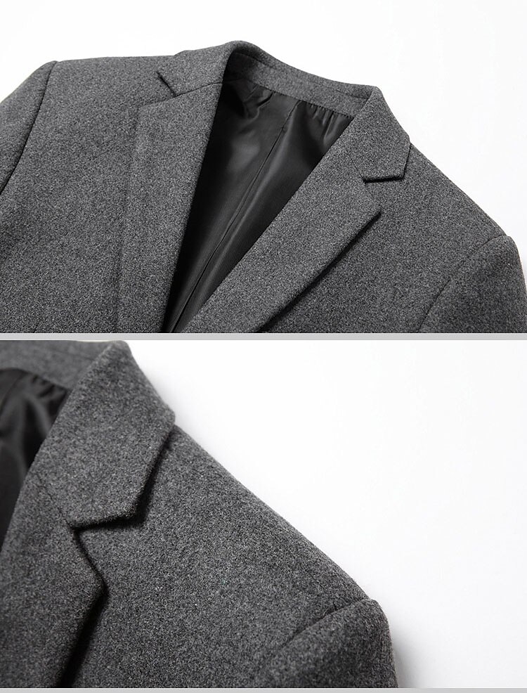 Herren Wollmantel Blazer Sakko Hochzeit B¨¹ro Büro / Geschäftlich Modisch Klassicher Stil Herbst Wolle Feste Farbe warm Warm Einreihiger Verschluss Blazer Schwarz Wein Marineblau Grau 2025 - $62.99 –P6