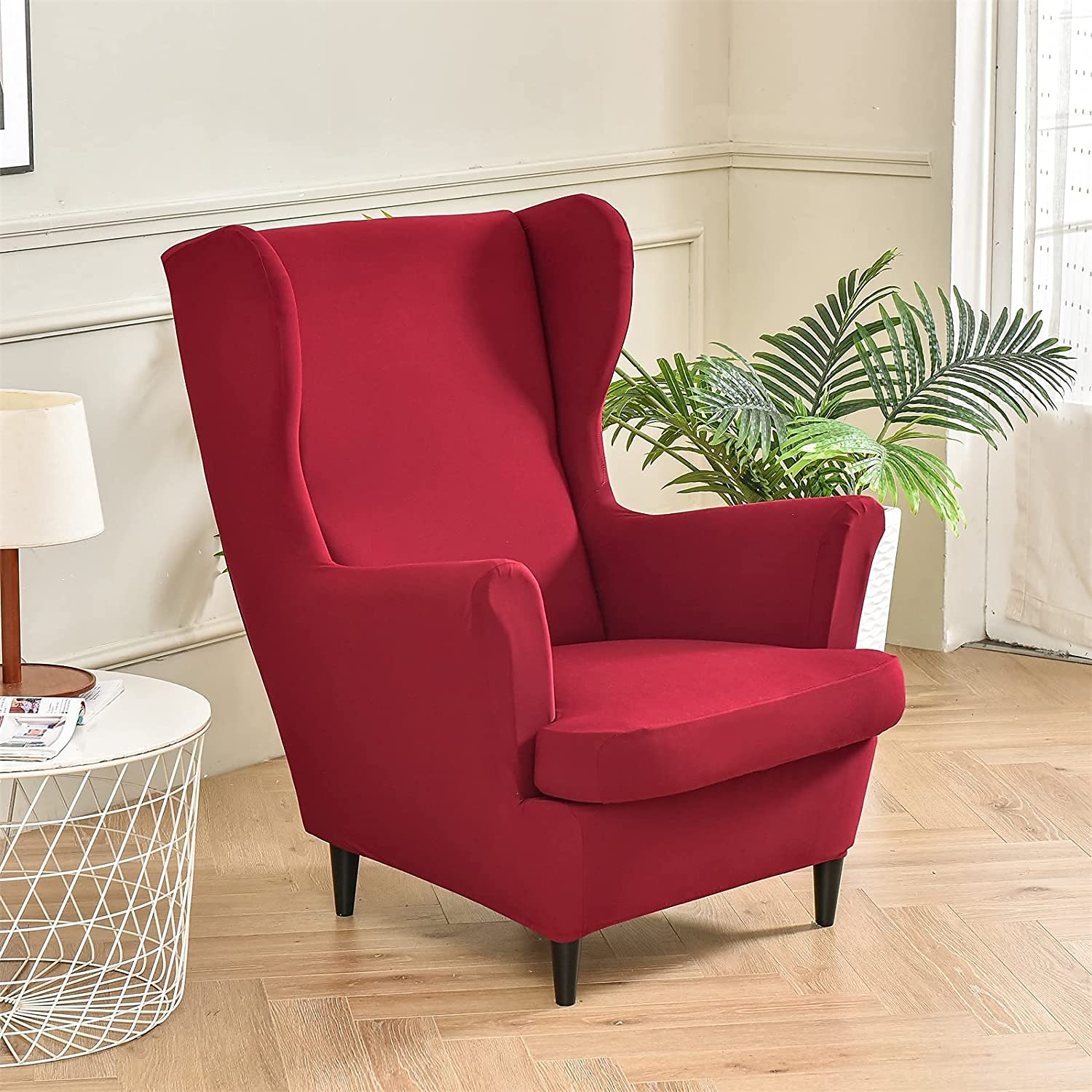 copripoltrona elasticizzata tinta unita copripoltrona con schienale alto copripoltrona in tessuto spandex copripoltrona con schienale alto rosso bordeaux con fondo elastico per soggiorno camera da del 2025 a $36.99 –P11