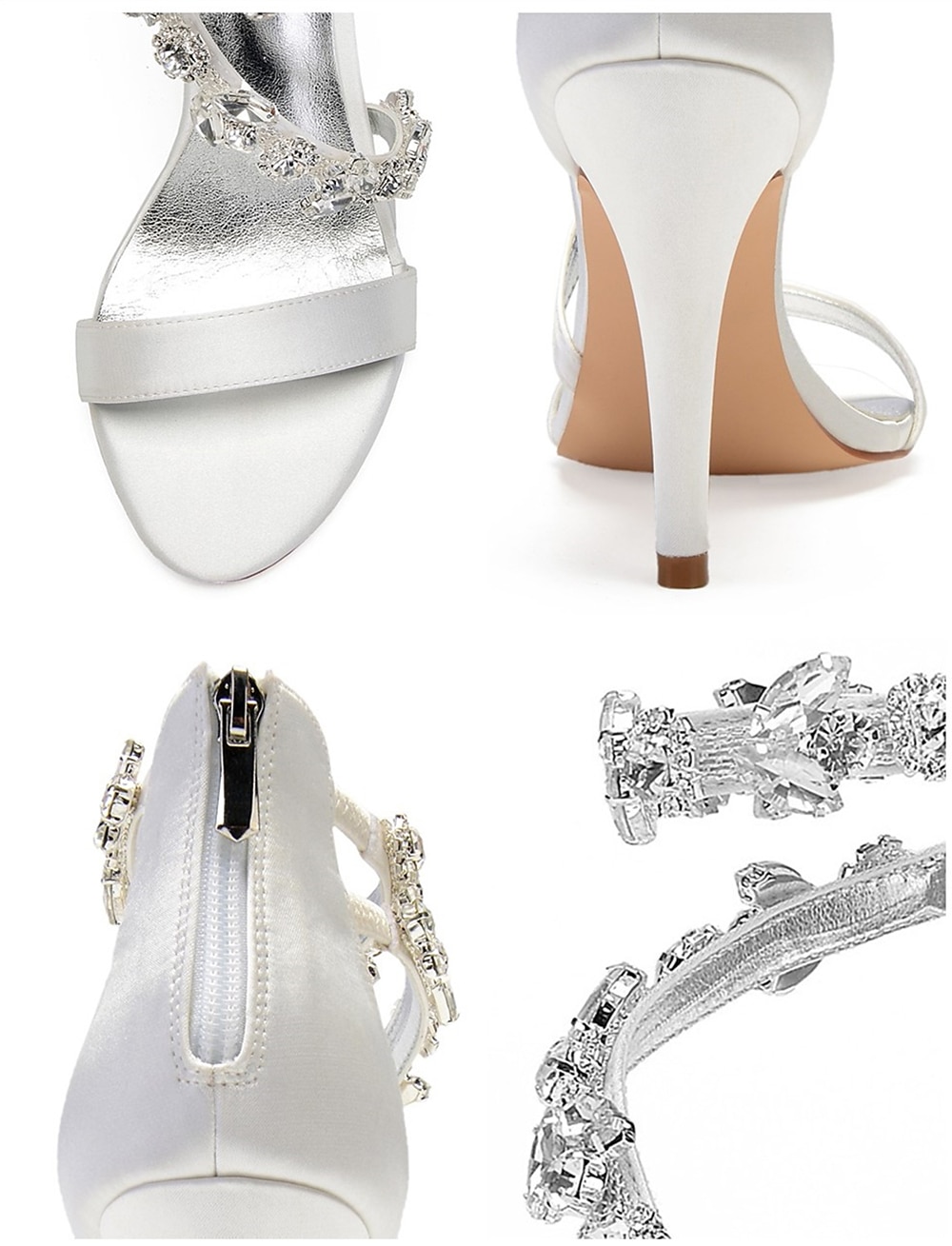 marineblå sateng-stiletthæler for kvinner med rhinestone-pynt - elegante bryllupssko for formelle anledninger og cocktailbegivenheter 2025 - $69.99 –P2