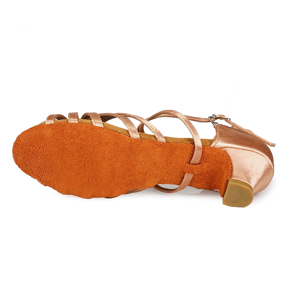 pantofi de dans latino din satin pentru fete cu toc jos și design cu curele încrucișate - perfecti pentru dansul de sală și salsa 2025 - $29.99 –P9