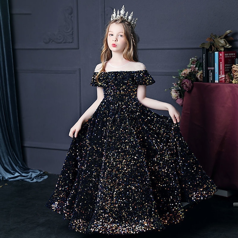 Lapset Tyttöjen Mekko Yhtenäinen Lyhythihainen Juhla Syntymäpäivä Rypytetty Silmukka söpö tyyli Prinsessa Polyesteri Maxi A linjainen mekko Tyllimekko Syksy Talvi 3-12 vuotta Hopea Musta Rubiini 2025 - $93.99 –P8