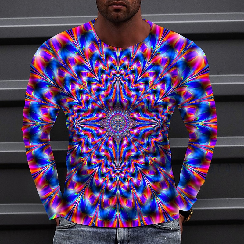 Homens 3D impressão Camiseta Manga Longa Camiseta Impressão 3D Gola Redonda Camisa Esportes Moda Roupa de Esporte Ao ar livre Rua Casual Vermelho Azul Verde Outono Roupa S M L XL XXL XXXL 4XL de 2025 por $19.99 -P3