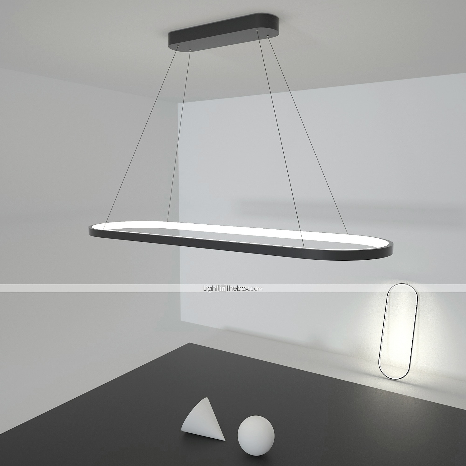 מנורת led תליון 40w מלבן אלומיניום צבוע בשחור גימור מנורה מודרנית לחדר אוכל בר קפה 2025 - $205.99 –P2