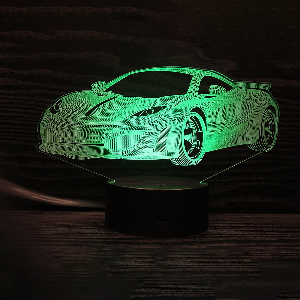 auto da corsa 3d led illusione lampada luce notturna 7 colori dimmerabile usb powered touch control per bambini auto creative regali per ragazzi del 2025 a $30.99 –P6