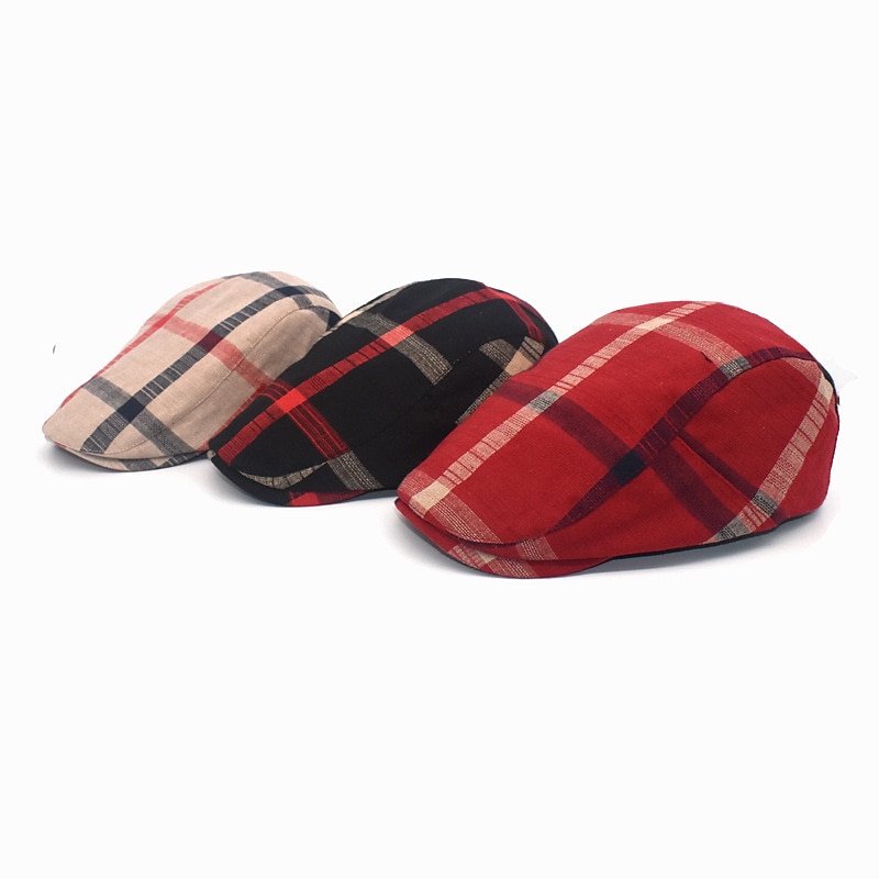 Per uomo Cappello basco Nero Rosso Cotone Bicolore La moda degli anni '20 Informale Esterno Esterno Giornaliero A quadri Protezione solare Comfort Caldo Traspirante del 2025 a $8.99 –P3