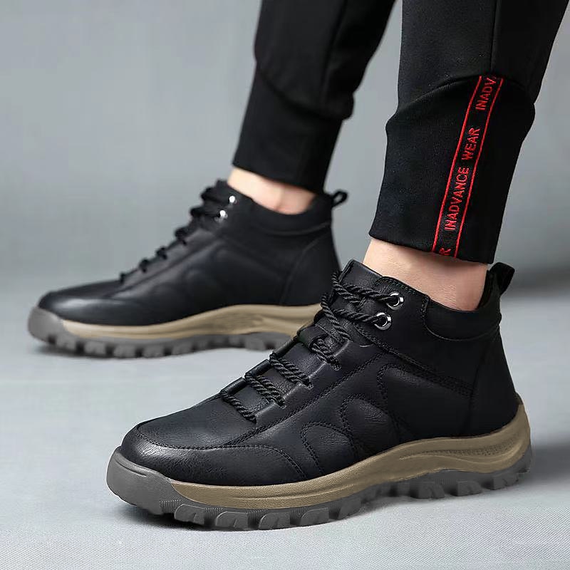 Herren Stiefel Schneestiefel Winterstiefel Komfort Schuhe Fleece-Futter Wandern Vintage Sport Klassisch Outdoor Täglich Leder Warm Stiefeletten / Stiefeletten Schnürsenkel Schwarz Braun Herbst Winter 2026 - $34.99 –P1