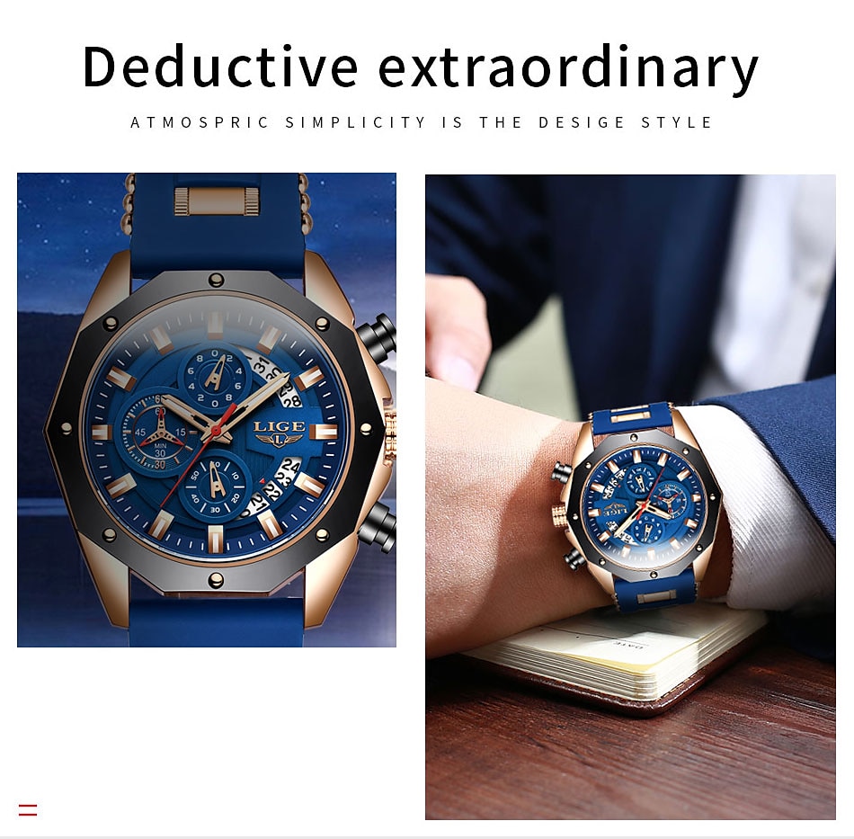 LIGE Mens Watch Quartz Watches for Men Steel Band Men's Analog Quartz Multifunctional Sports Wristwatch Men Date Business Casual Waterproof Quartz Watch 2025 - $39.99 –P11