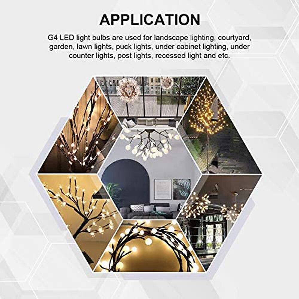 G4 LED Light Bulbs G4 Bi-Pin Base 1.5W (20W Halogen Bulb Equivalent) 12V  Warm White 3000K LED Bulbs for Landscape Ceiling Under Counter Puck  Lighting,Pack of 10,Clear Cover 