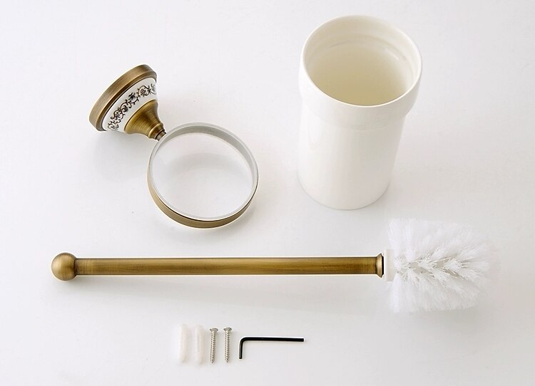 Toilet Brush with Holder,Antique Brass Ceramics Wall Mounted Rubber Painted Toilet Bowl Brush and Holder for Bathroom 2025 - $79.99 –P6