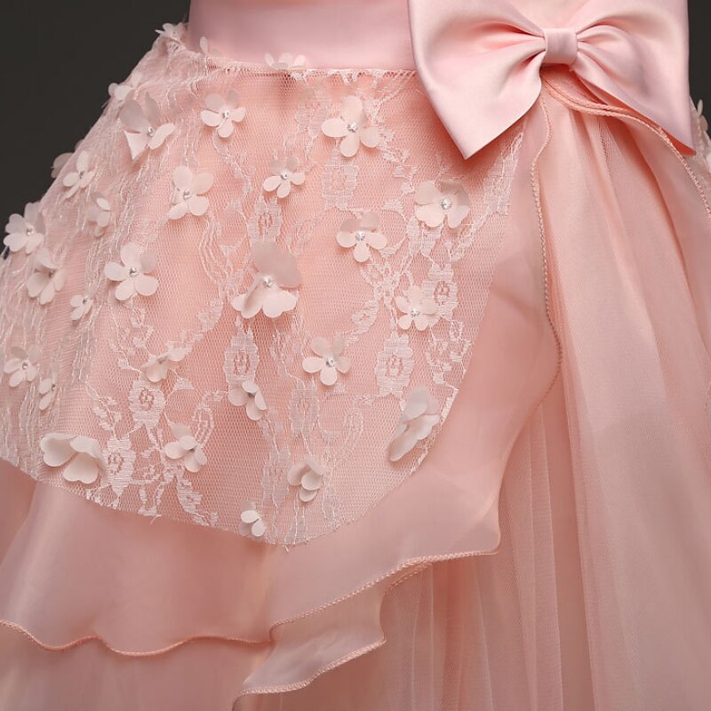 kinderkleidung Mädchen Blumenmädchen Kleid Kleid Einfarbig Ärmellos Leistung Hochzeit Party Spitze Rüschen Gitter Kuschelig Prinzessin Polyester Maxi A Linie Kleid Tüll-Kleid Blumenmädchenkleid 2025 - $40.99 –P10