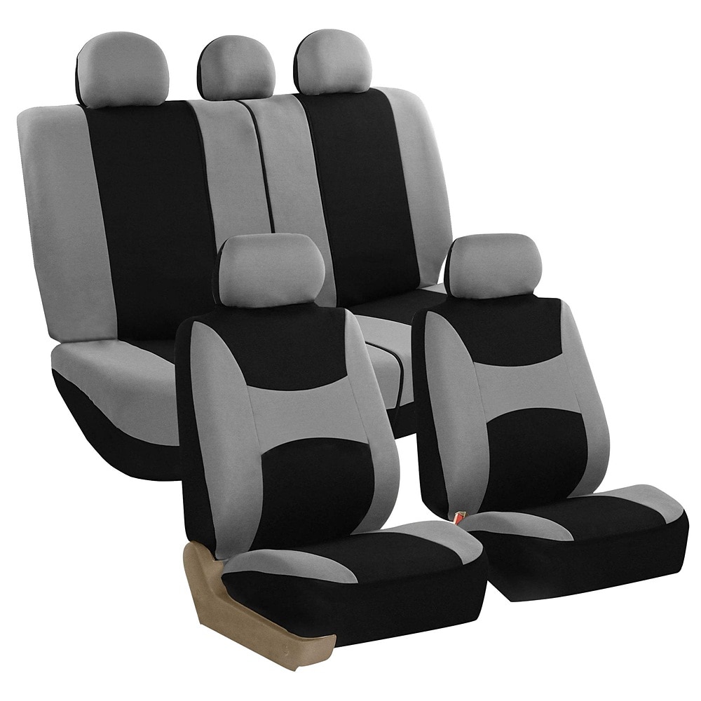 autostoelhoezen volledige set voor en achter gesplitste zitbankbeschermers eenvoudig te installeren met tweekleurig accent universele pasvorm interieuraccessoires voor 5 passagiers auto vrachtwagen 2025 - $33.99 -P2