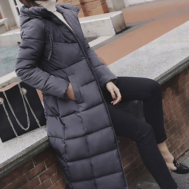 Women's Puffer Jacket Parka Outdoor Street Daily Winter Fall Long Coat Regular Fit Warm Breathable Jacket Long Sleeve Solid Color Green Black Dark Green / Going out 2023 - US $36.99 –P5