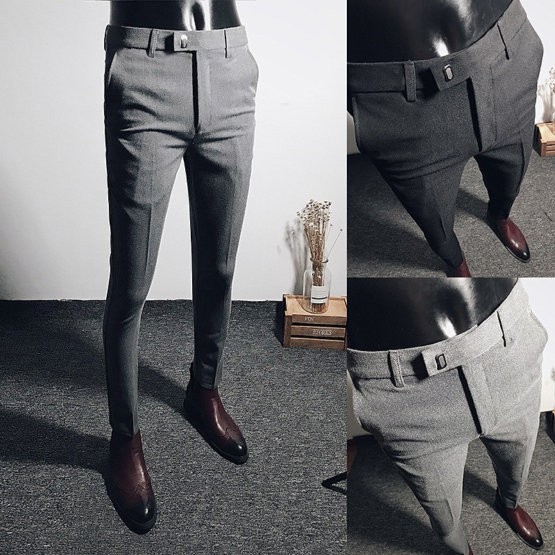 Bărbați Costume Slab Pantaloni Pantaloni creion Buzunar Simplu Respirabil Ελαστικό Lungime până la glezne Nuntă Birou Afaceri Bumbac Șic & Modern Casual Subțire Negru Gri Strech 2025 - $18.99 –P4