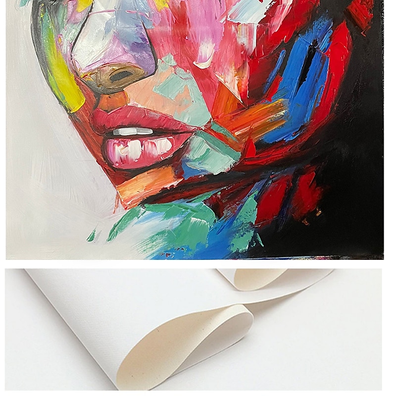 pittura a olio 100% fatto a mano dipinto a mano arte della parete su tela bellezza donne viso colorato ritratto astratto moderno decorazione della casa arredamento tela arrotolata senza cornice non del 2025 a $86.99 –P3