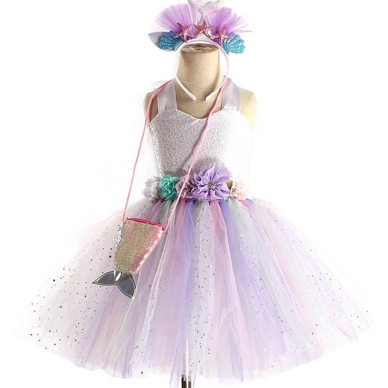 Kids Girls' Dress Mermaid colour Sleeveless Performance Birthday Ruched Mesh Cute Costume Polyester Above Knee Strap Dress A Line Dress Tulle Dress Summer Fall 3-10 Years White Royal Blue Blue 2026 - $30.99 –P8