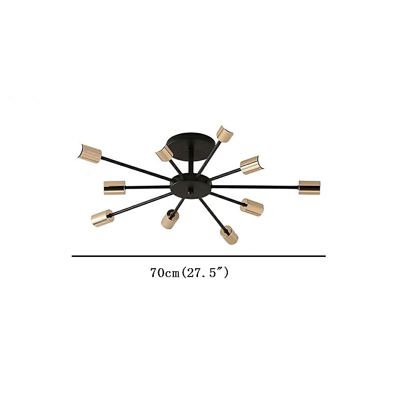 10-lichts 10-kops vintage metalen semi-inbouw plafondlamp led nordic persoonlijkheid en creatieve stijl woonkamer eetkamer verlichting geschilderde afwerking 60w 2025 - $77.99 –P4
