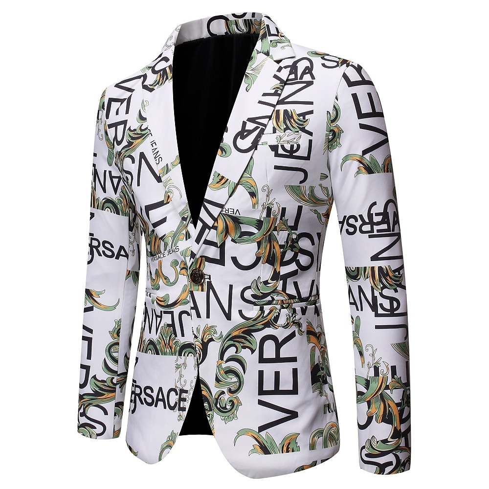 Per uomo Giacca Feste Asciugatura rapida Classico Alla moda Autunno Inverno Alfabetico Elegante Informale Colletto piatto Sottile Standard Taglia piccola Nero Bianco Rosso Blu Giacca del 2025 a $54.99 –P6