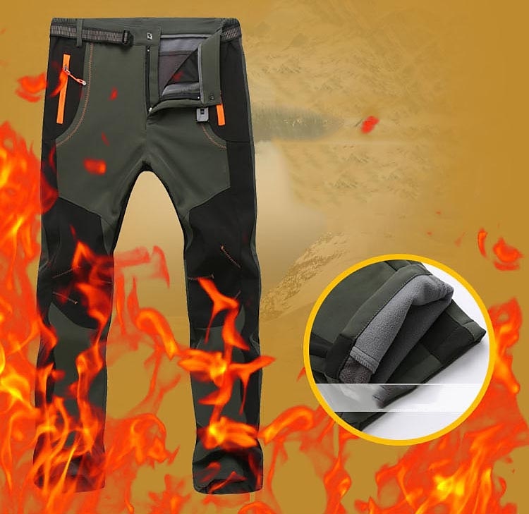 pantalones forrados de vellón para mujer pantalones impermeables para caminar pantalones pantalones softshell patchwork invierno al aire libre a prueba de viento cálidos y transpirables fondos ligeros verde militar naranja caza pesca acampar esquiar 2025 - $35.99 –P2