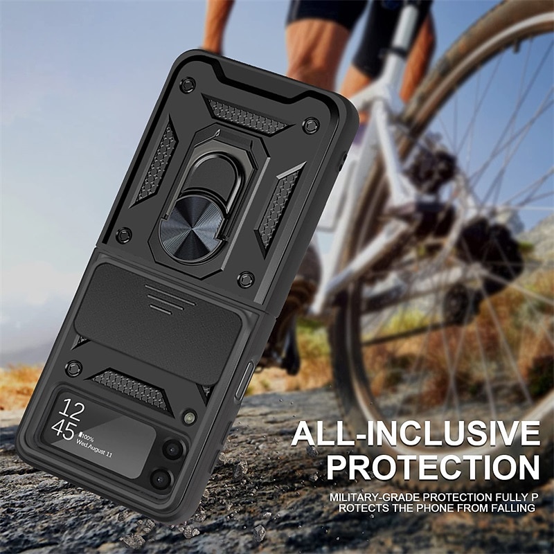 Phone Case For Samsung Galaxy Z Flip 7 Z Flip 5 Z Flip 4 Z Flip 3 Heavy Duty Ring Holder Dustproof Shockproof Solid Colored TPU 2025 - $18.99 –P3