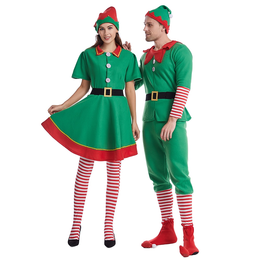 jultomten Alf Klänningar Kläder Semester klänning Alvdräkt Herr Pojkar Jul Karnival Maskerad Maskerad Cosplay kostym Jul Vuxna Fest Jul Semester Topp Byxor Skärp Strumpor Hatt 2025 - $53.99 –P7