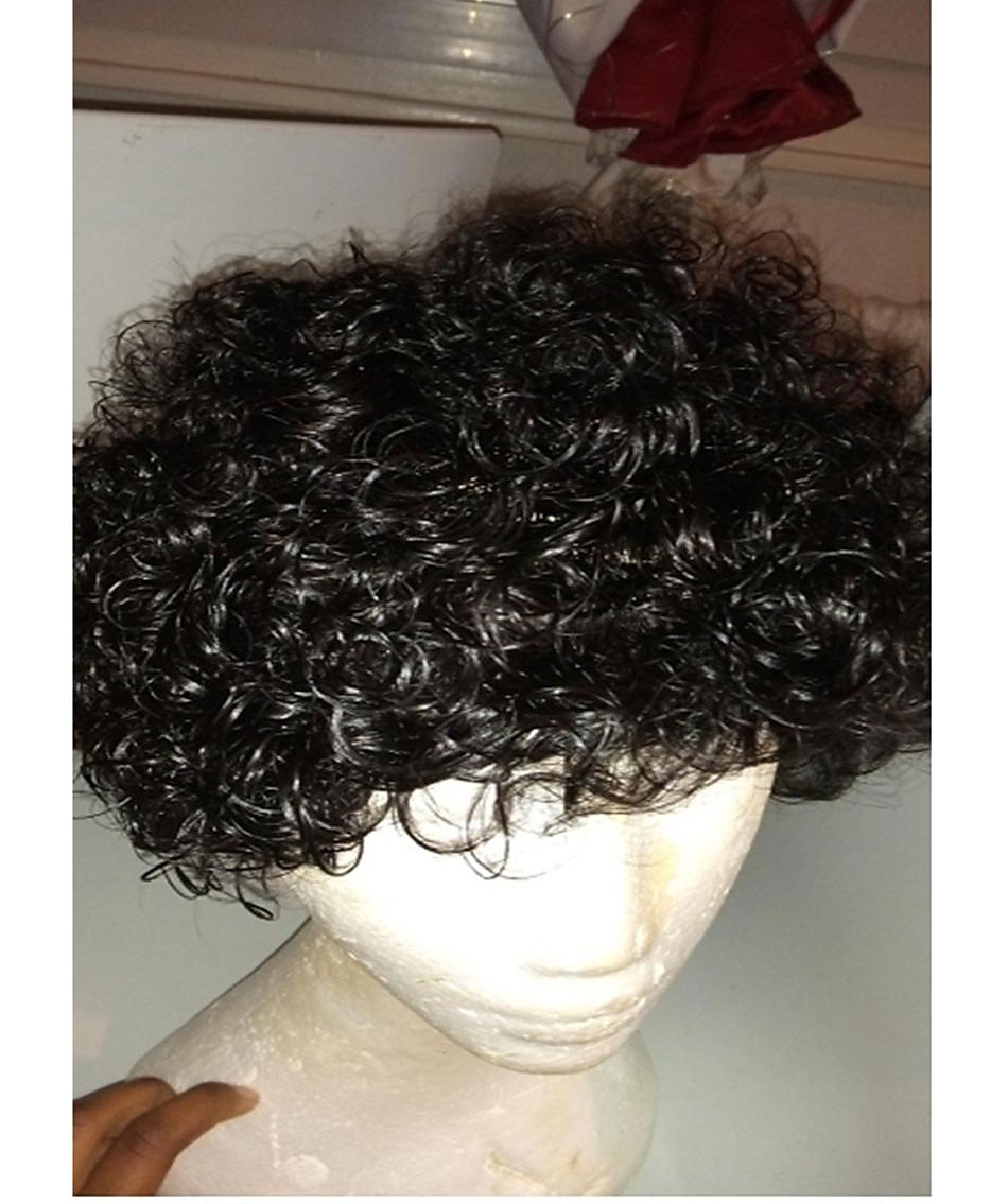 parrucca di capelli umani di remy taglio pixie per le donne nere breve afro ricci capelli brasiliani parrucca a buon mercato senza cappuccio parrucca di capelli umani nero naturale # 1b per la festa del 2025 a $46.99 –P15